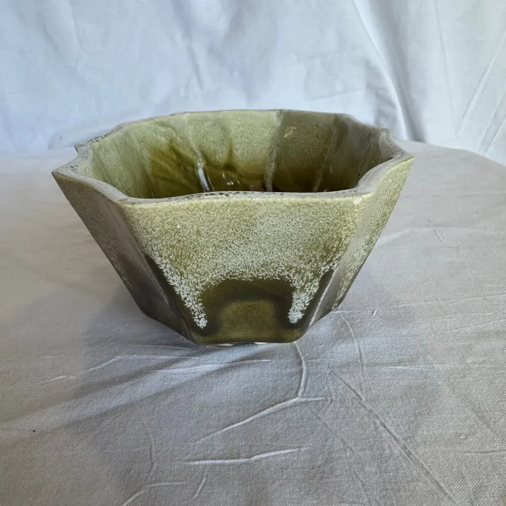 Vintage Planter Green Drip Glaze by California Pottery